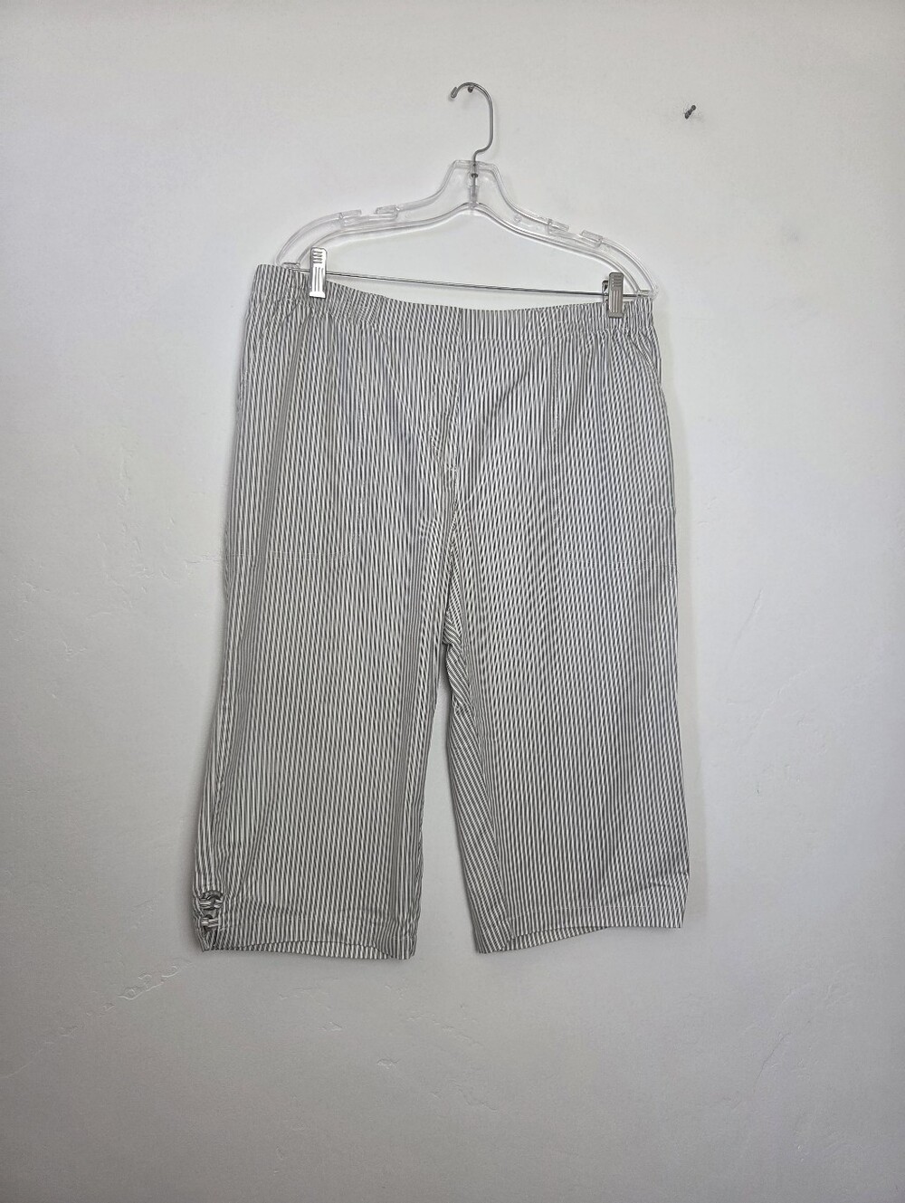 Allison Daley Striped Cotton Blend Capri Pants Summer Comfy Elastic Waist 16 XL
